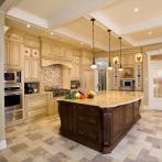 Luxury Kitchen Design With High Coffered Ceilings, Antique White